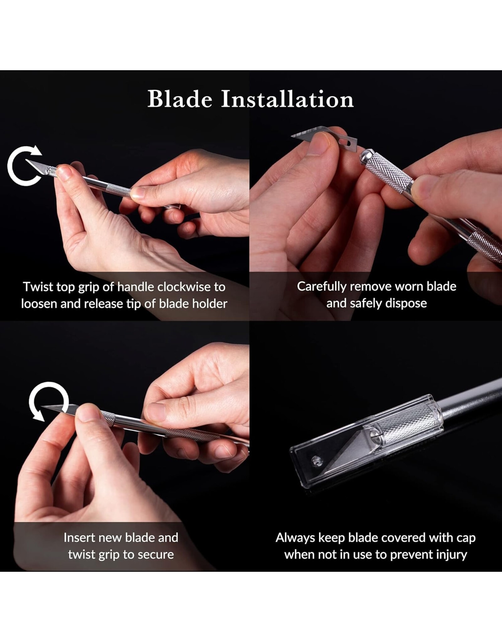 W.A. Portman WA Portman Hobby Knife Set - 2pc High-Grade Craft Knife Set with #11 50pc Extra Premium Steel Hobby Blades