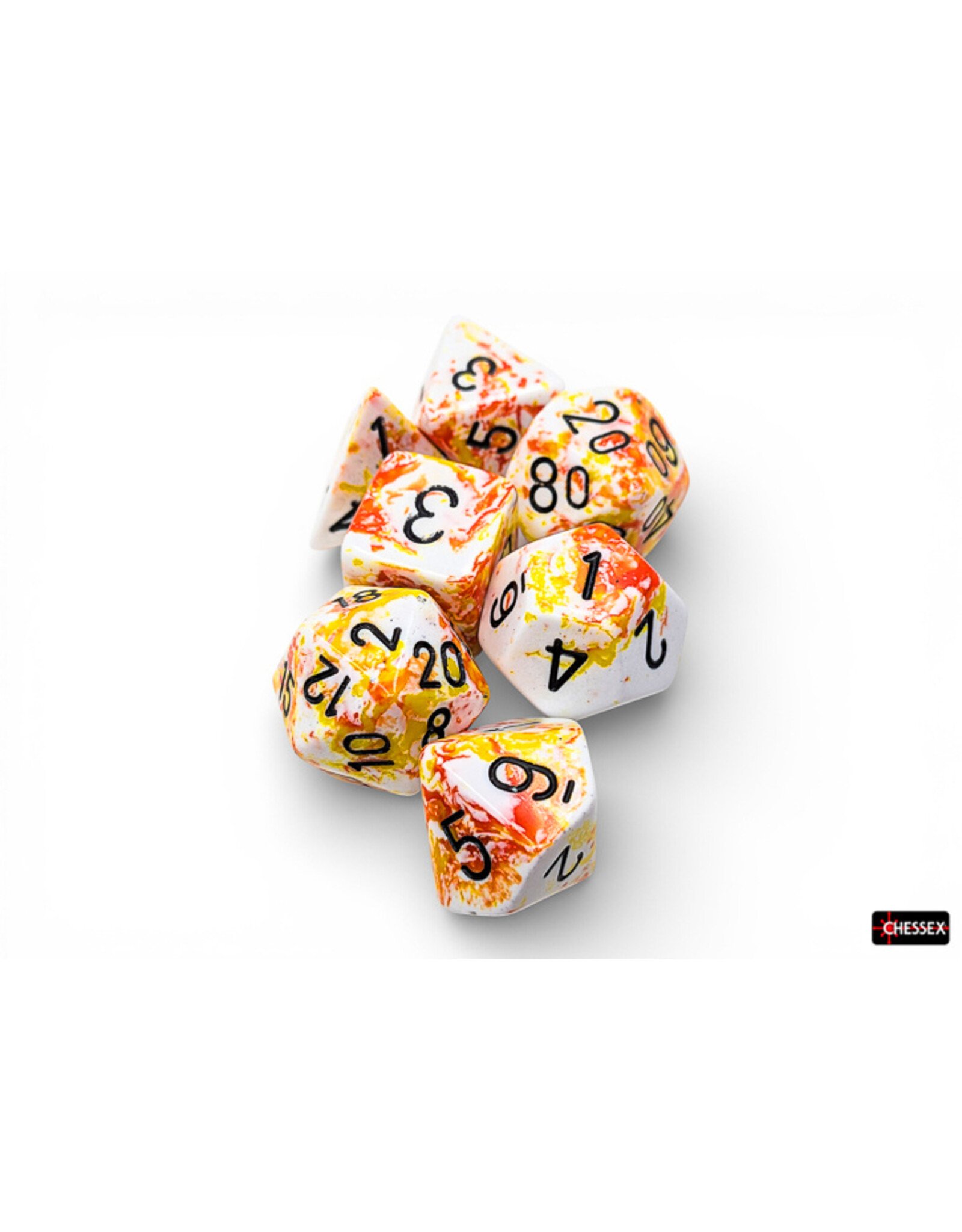 Chessex Brush Polyhedral Sunrise/Black 7-Die Set