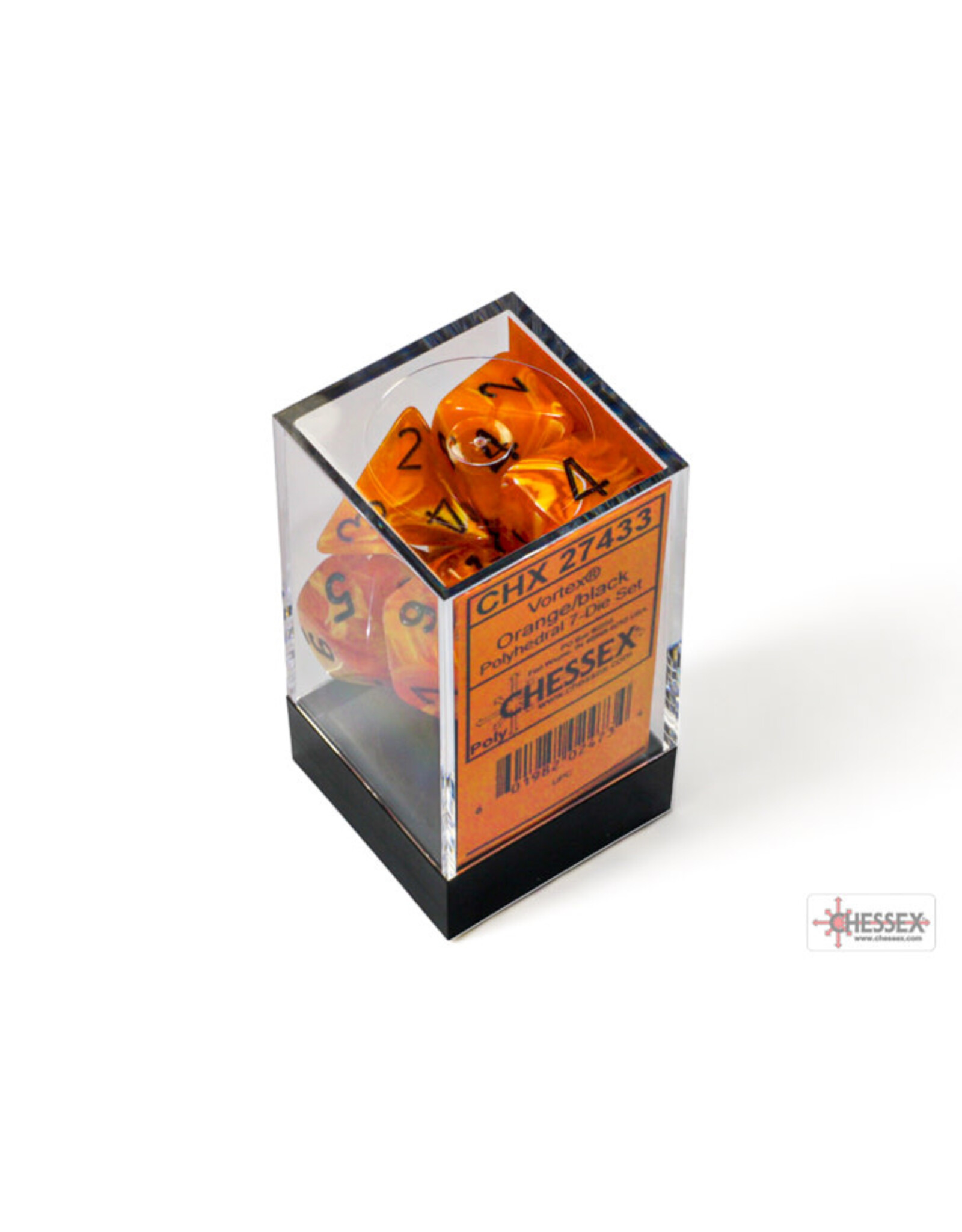 Chessex Vortex Polyhedral Orange/Black  7-Dice Set