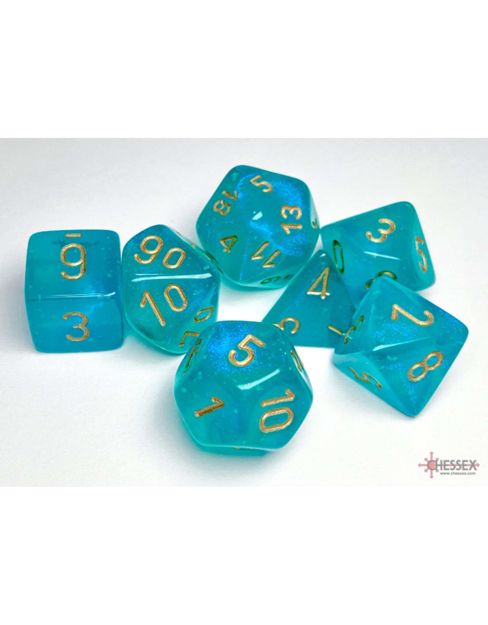 Chessex Borealis Luminary  Polyhedral Teal/Gold 7-Dice Set