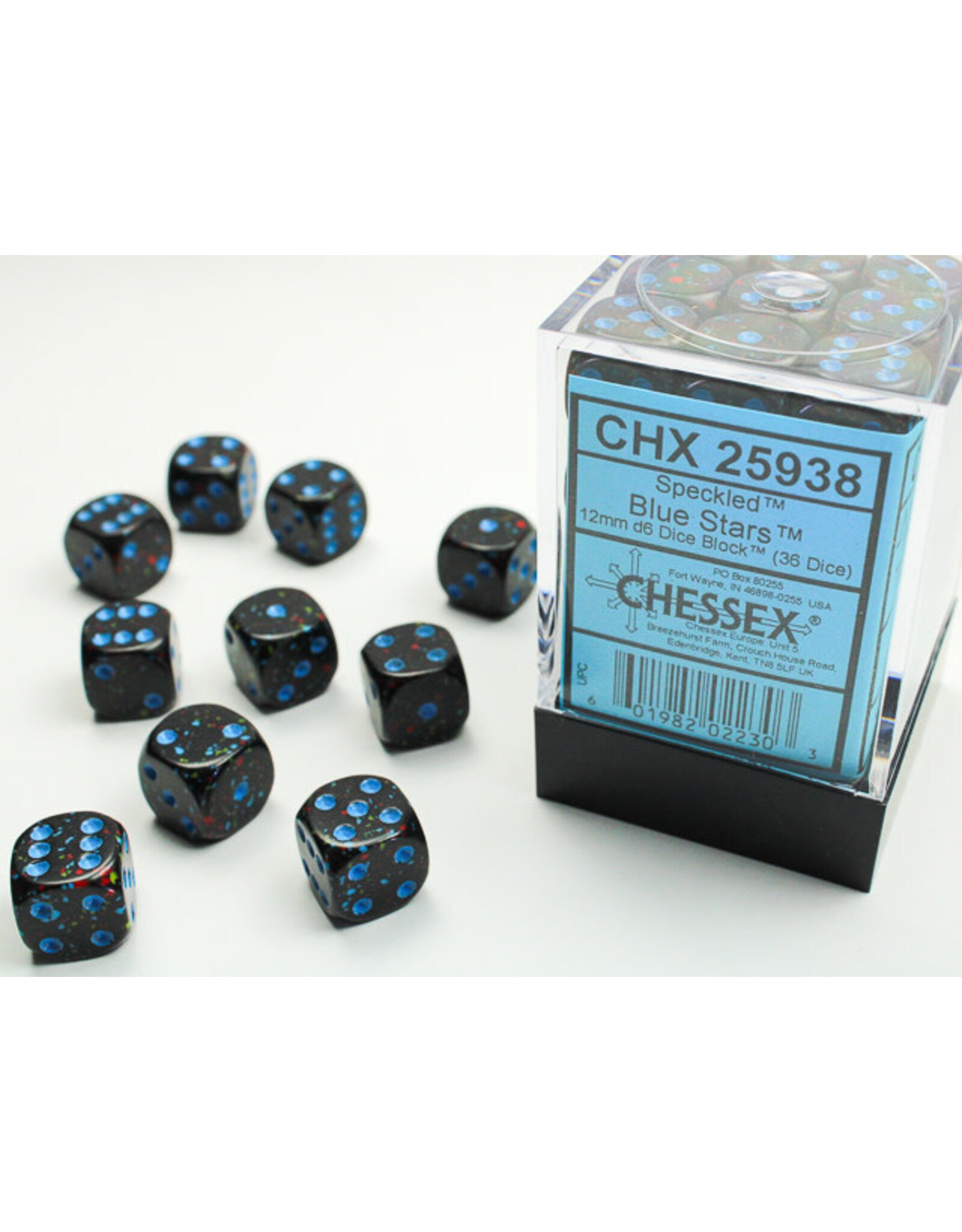 Chessex Speckled Blue Stars/Blue 12mm d6 Dice Block (36 dice)