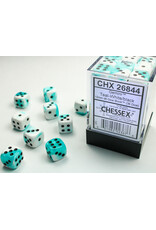 Chessex Gemini Teal-White/Black 12mm d6 Dice Block (36 dice)