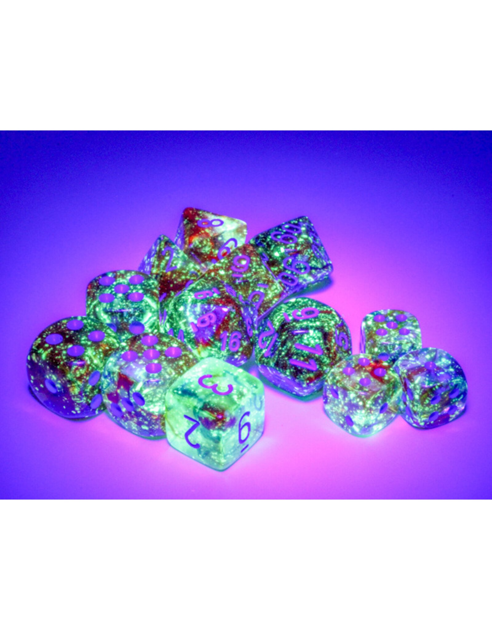Chessex Nebula Primary/Blue Luminary 12mm d6 Dice Block (36 dice)