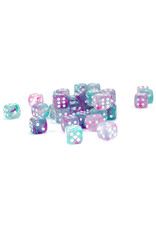 Chessex Nebula Wisteria/White Luminary 12mm d6 Dice Block (36 dice)
