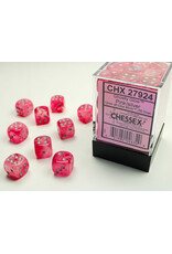 Chessex Ghostly Glow Pink/Silver 12mm d6 Dice Block (36 dice)