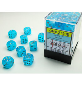 Chessex Luminary Sky/Silver 12mm d6 Dice Block (36 dice)
