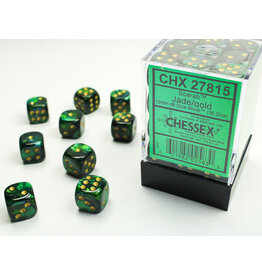 Chessex Scarab Jade/Gold 12mm d6 Dice Block (36 dice)