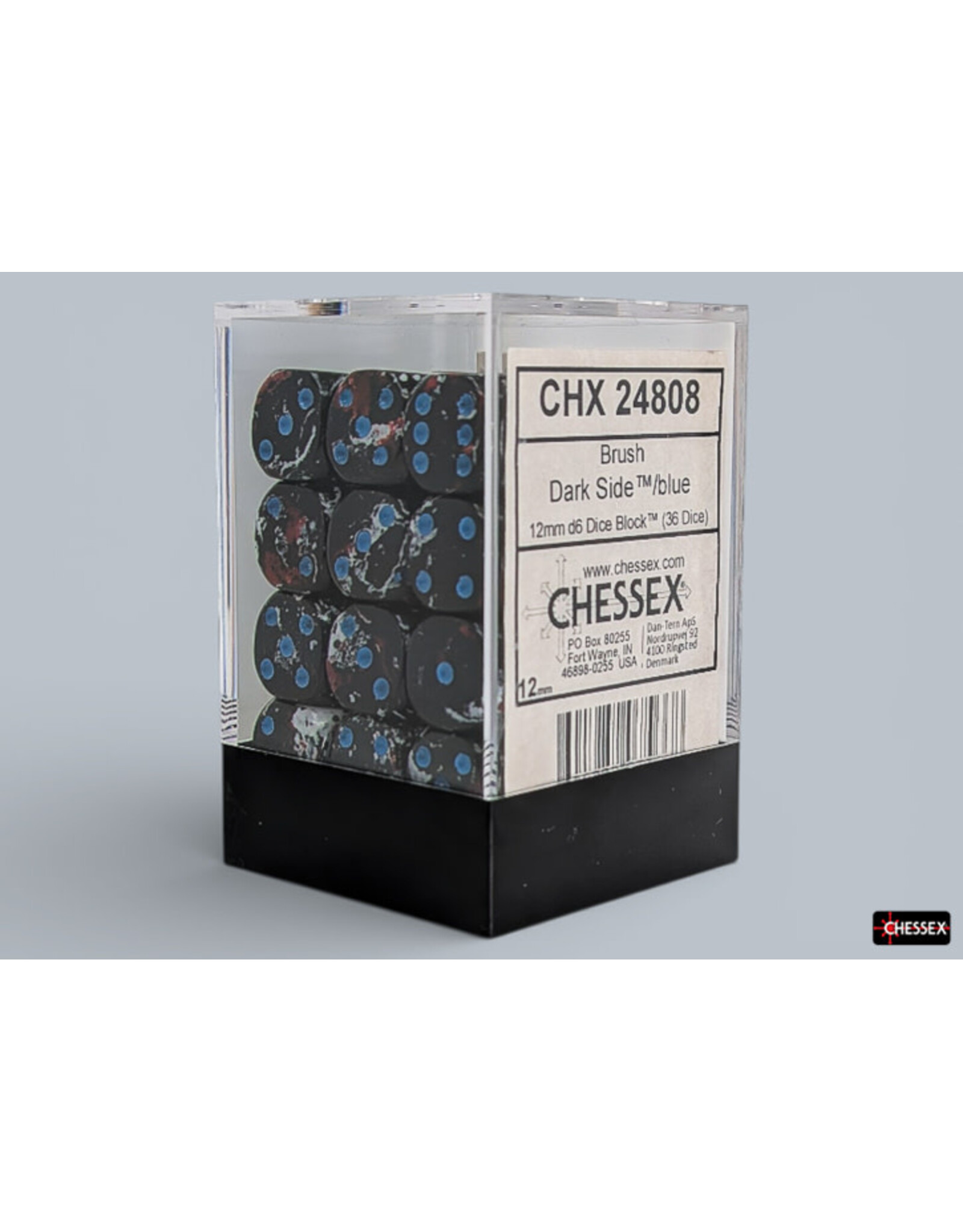 Chessex Brush Dark Side/Blue 12mm d6 Dice Block (36 dice)