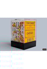 Chessex Brush Sunrise/Black 12mm d6 Dice Block (36 dice)