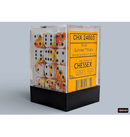 Chessex Brush Sunrise/Black 12mm d6 Dice Block (36 dice)