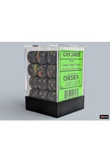 Chessex Brush Deep Forest/Gold 12mm d6 Dice Block (36 dice)