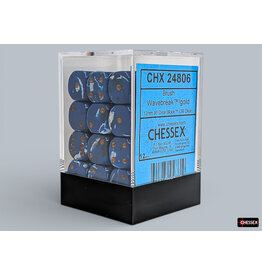 Chessex Brush Wavebreak/Gold 12mm d6 Dice Block (36 dice)