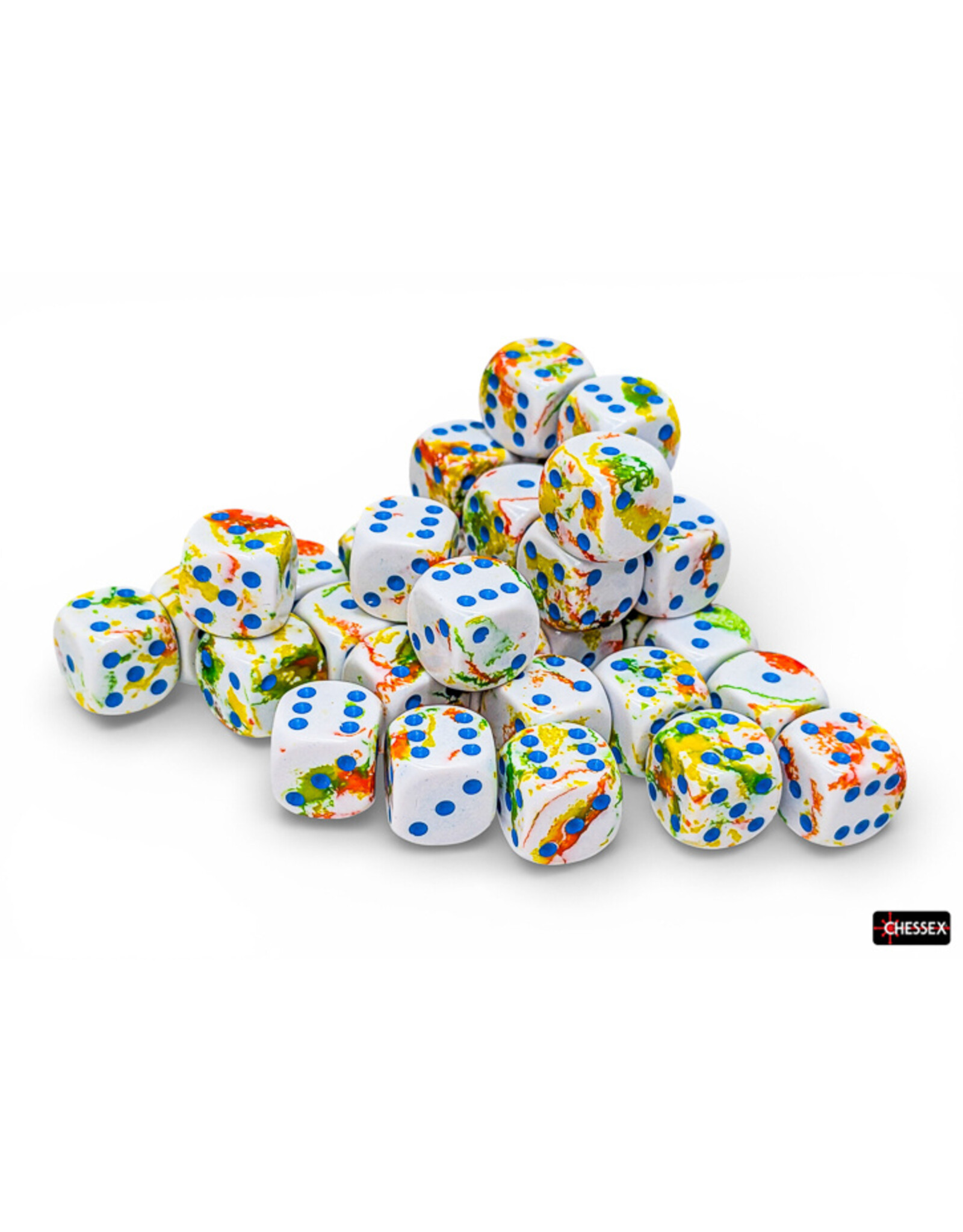 Chessex Brush Breezy/Blue 12mm d6 Dice Block (36 dice)