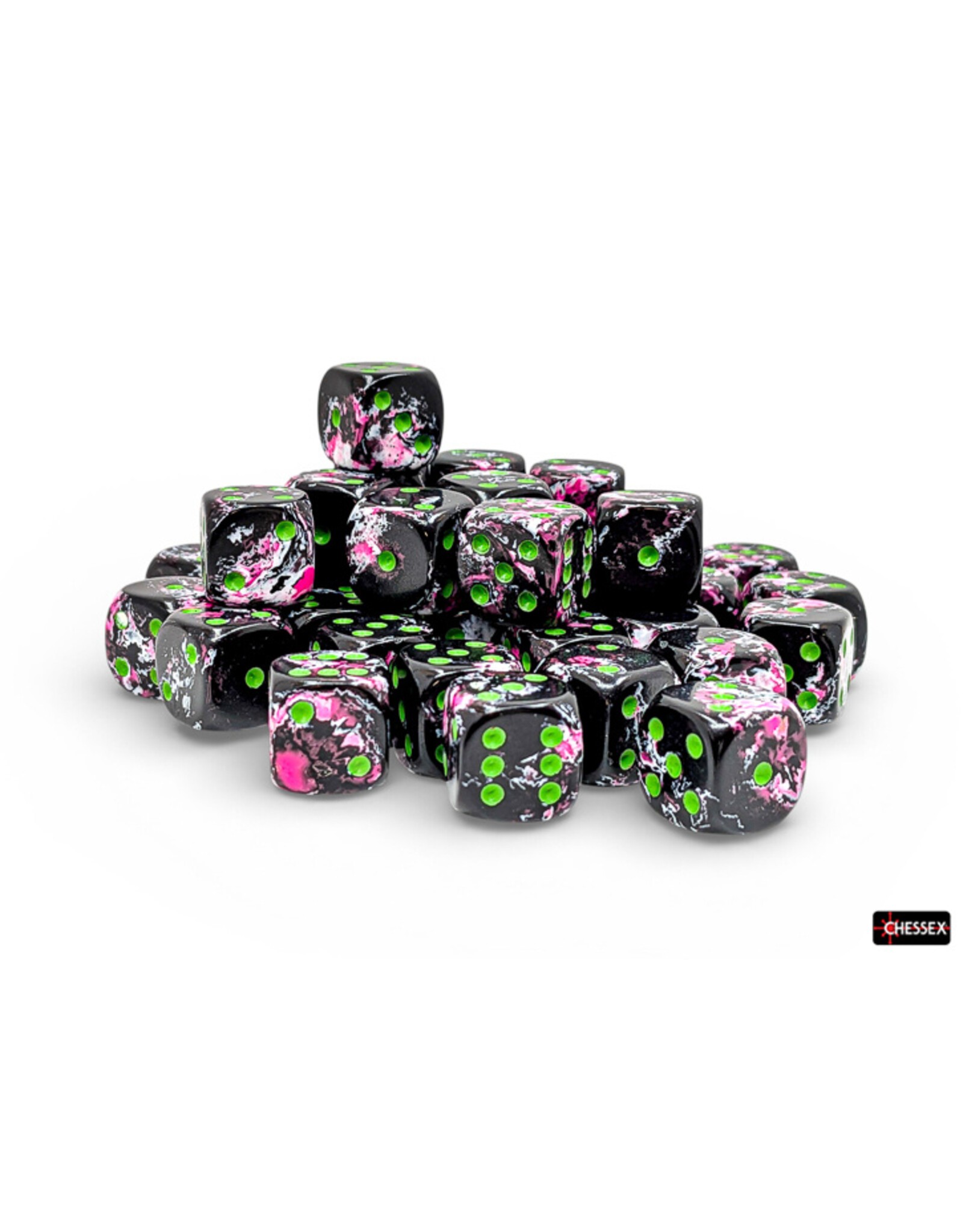 Chessex Brush Paintball/Green 12mm d6 Dice Block (36 dice)