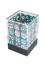 Chessex Gemini® 12mm d6 Steel-Teal/White Dice Block™ (36 dice)