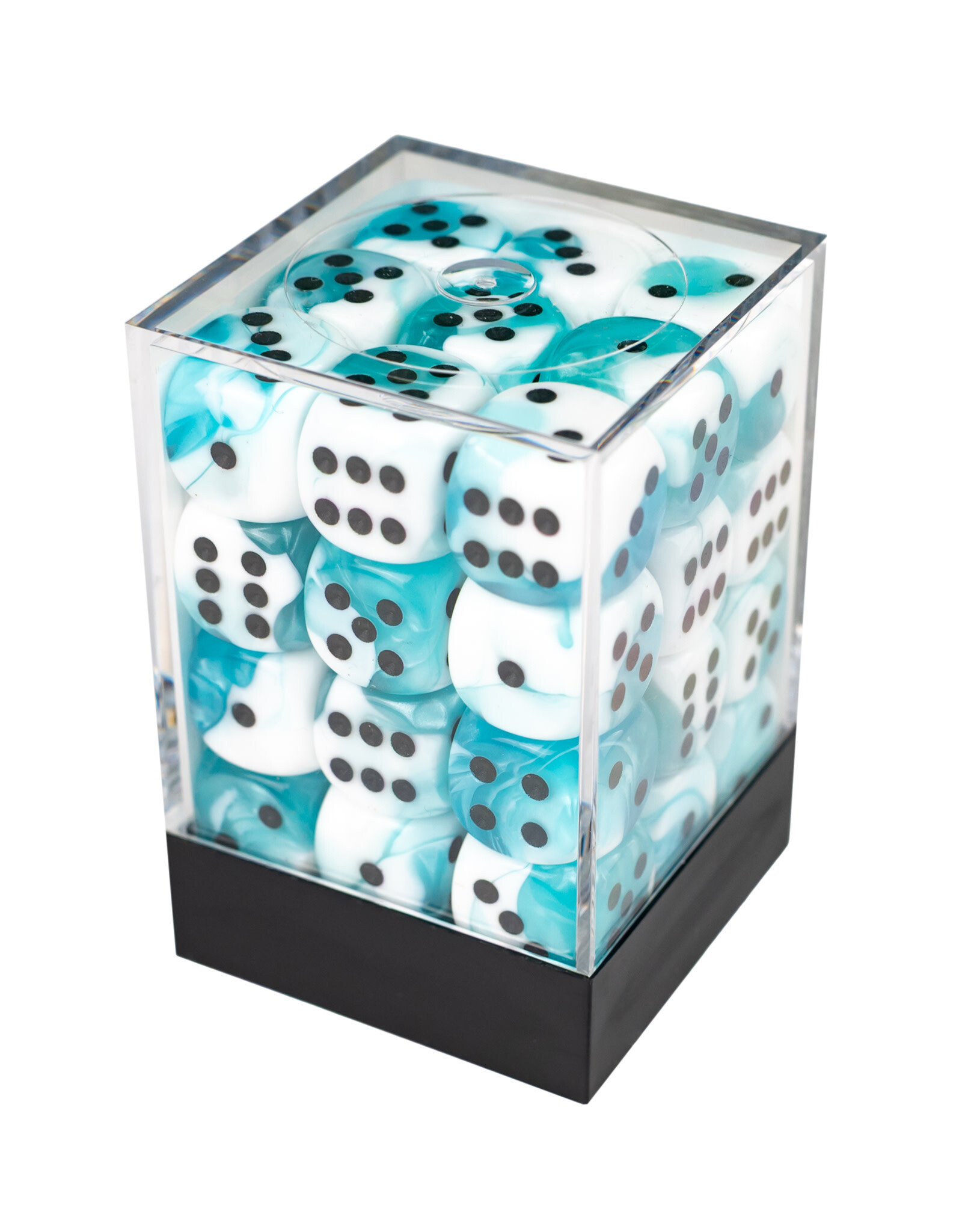 Chessex Gemini Teal-White/Black 12mm d6 Dice Block (36 dice)
