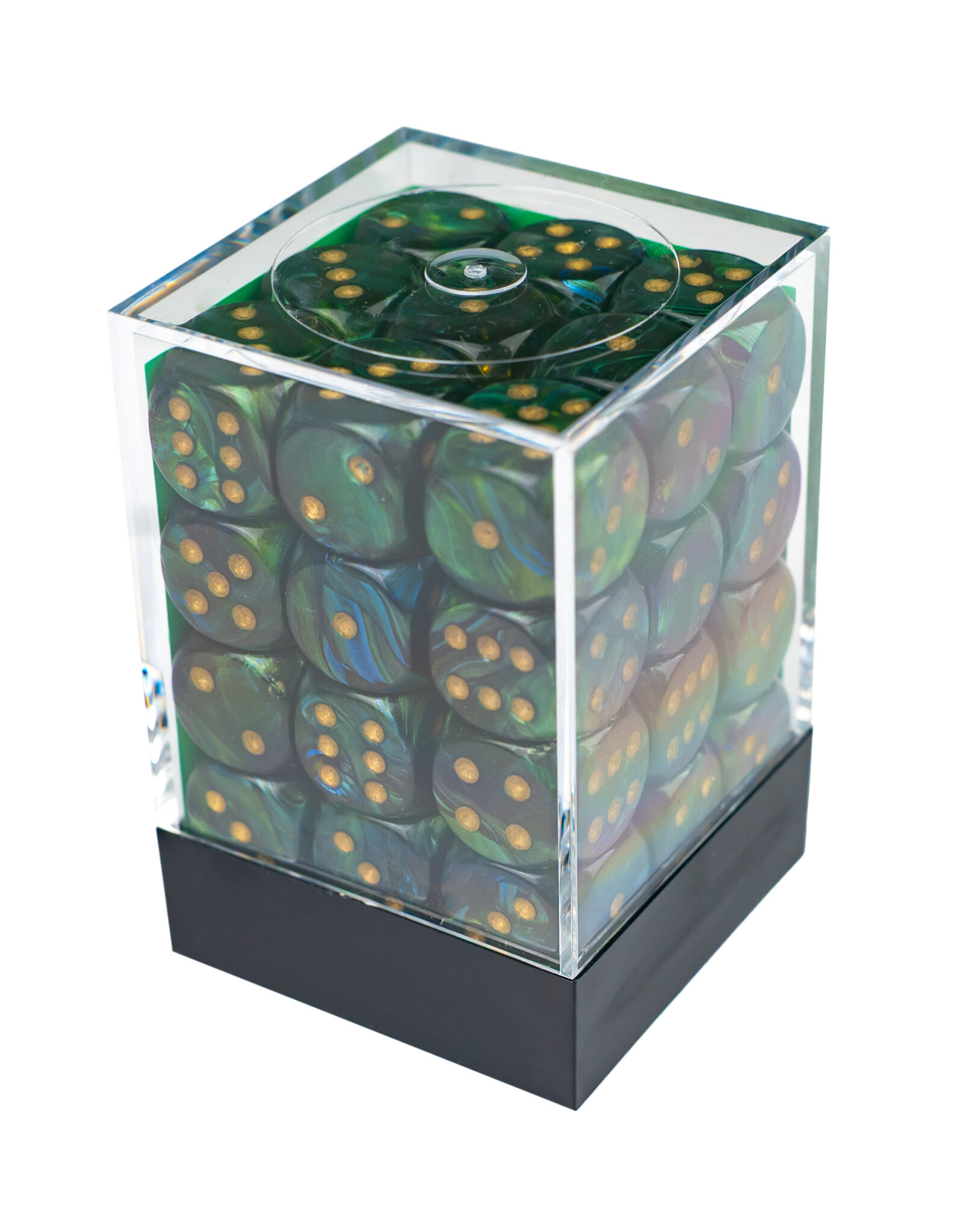 Chessex Scarab Jade/Gold 12mm d6 Dice Block (36 dice)