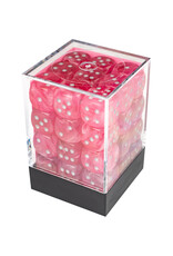 Chessex Ghostly Glow Pink/Silver 12mm d6 Dice Block (36 dice)