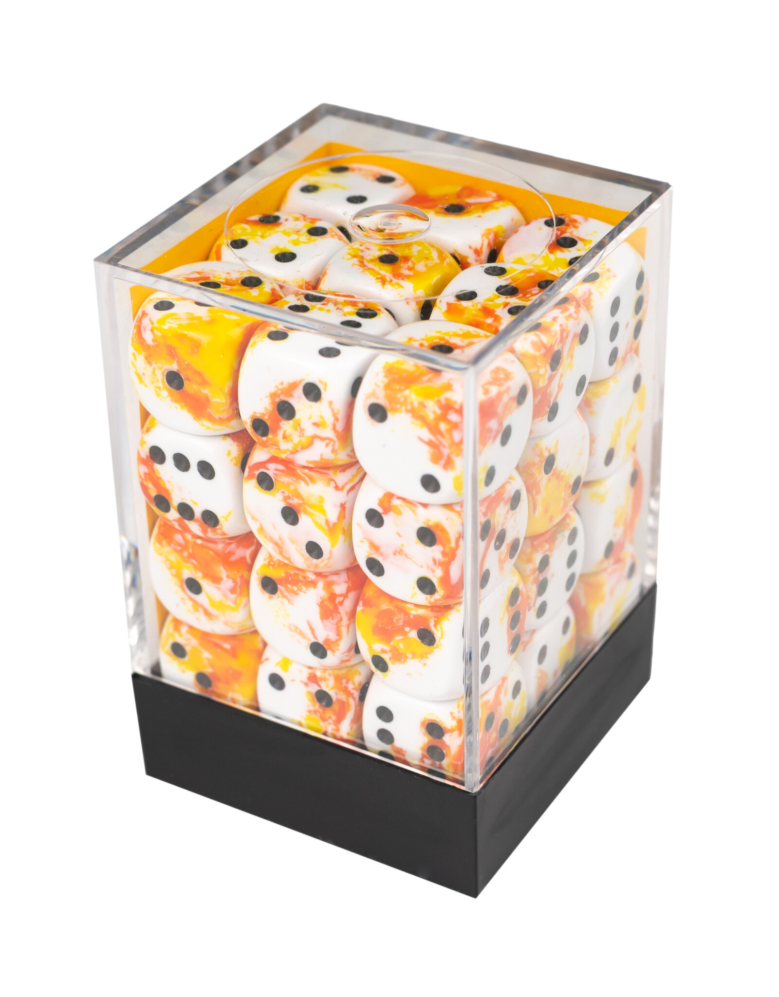 Chessex Brush Sunrise/Black 12mm d6 Dice Block (36 dice)