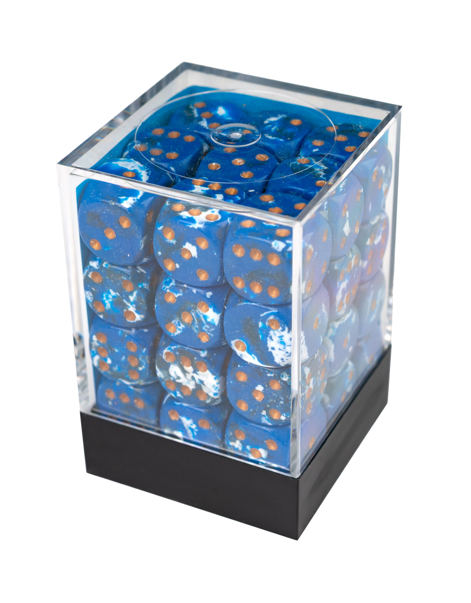 Chessex Brush Wavebreak/Gold 12mm d6 Dice Block (36 dice)