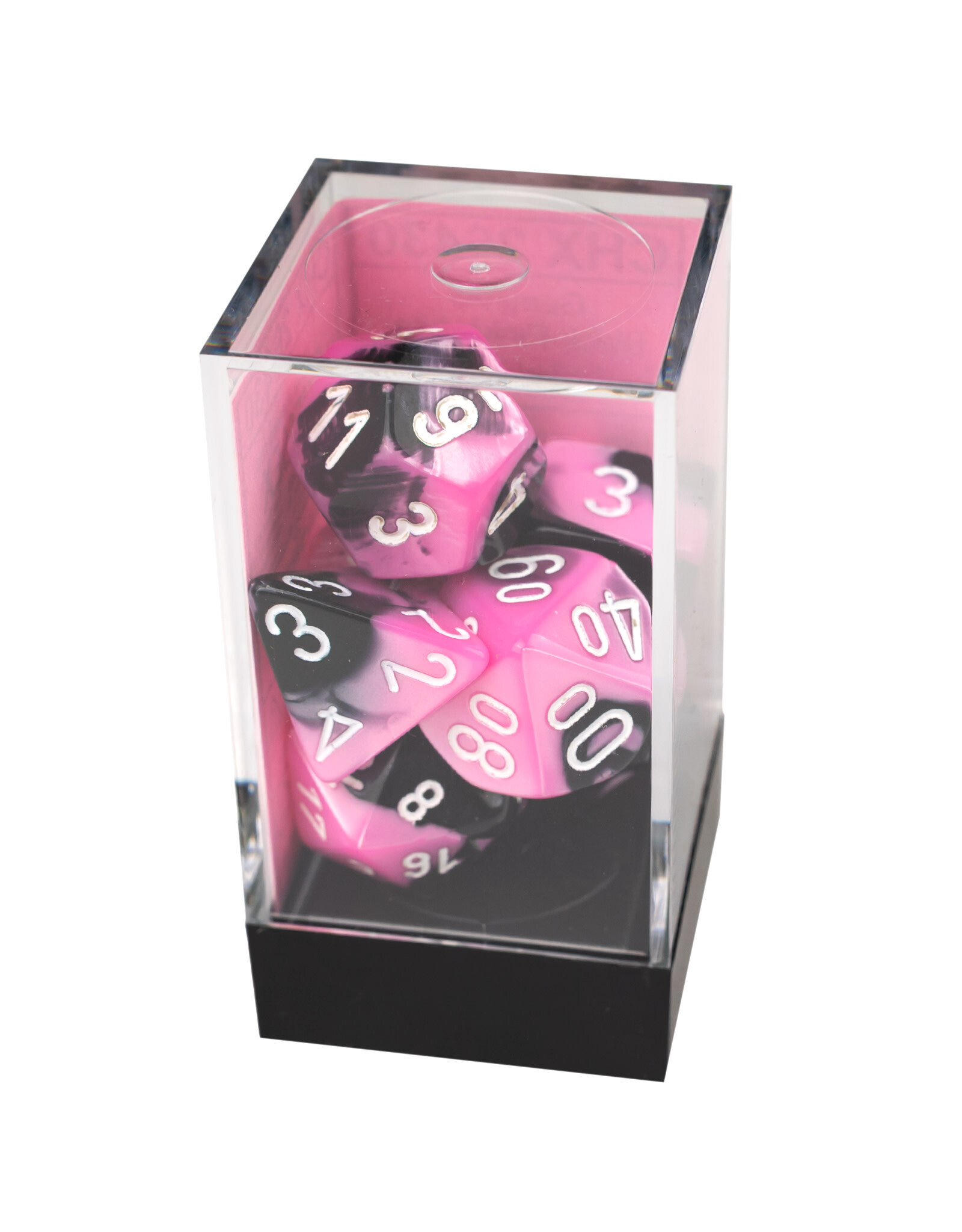Chessex Gemini Polyhedral Black-Pink/White 7-Die Set