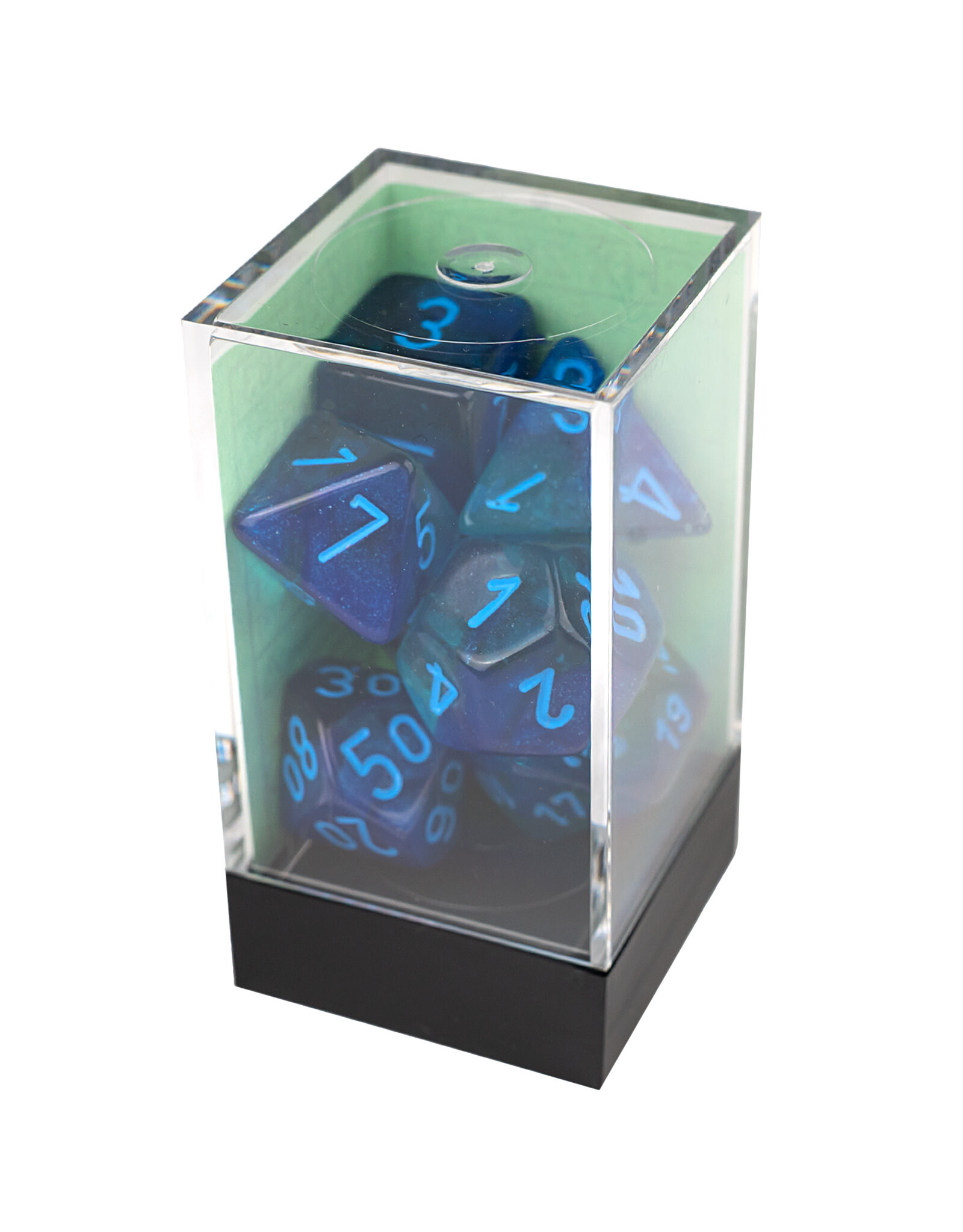 Chessex Gemini Polyhedral Blue-Blue/Light Blue Luminary 7-Die Set