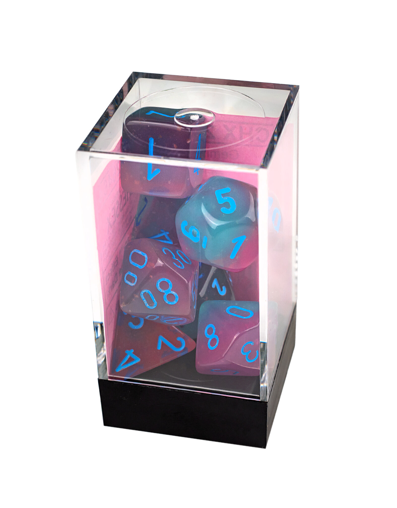 Chessex Gemini Polyhedral Green-Pink/Blue Luminary 7-Die Set