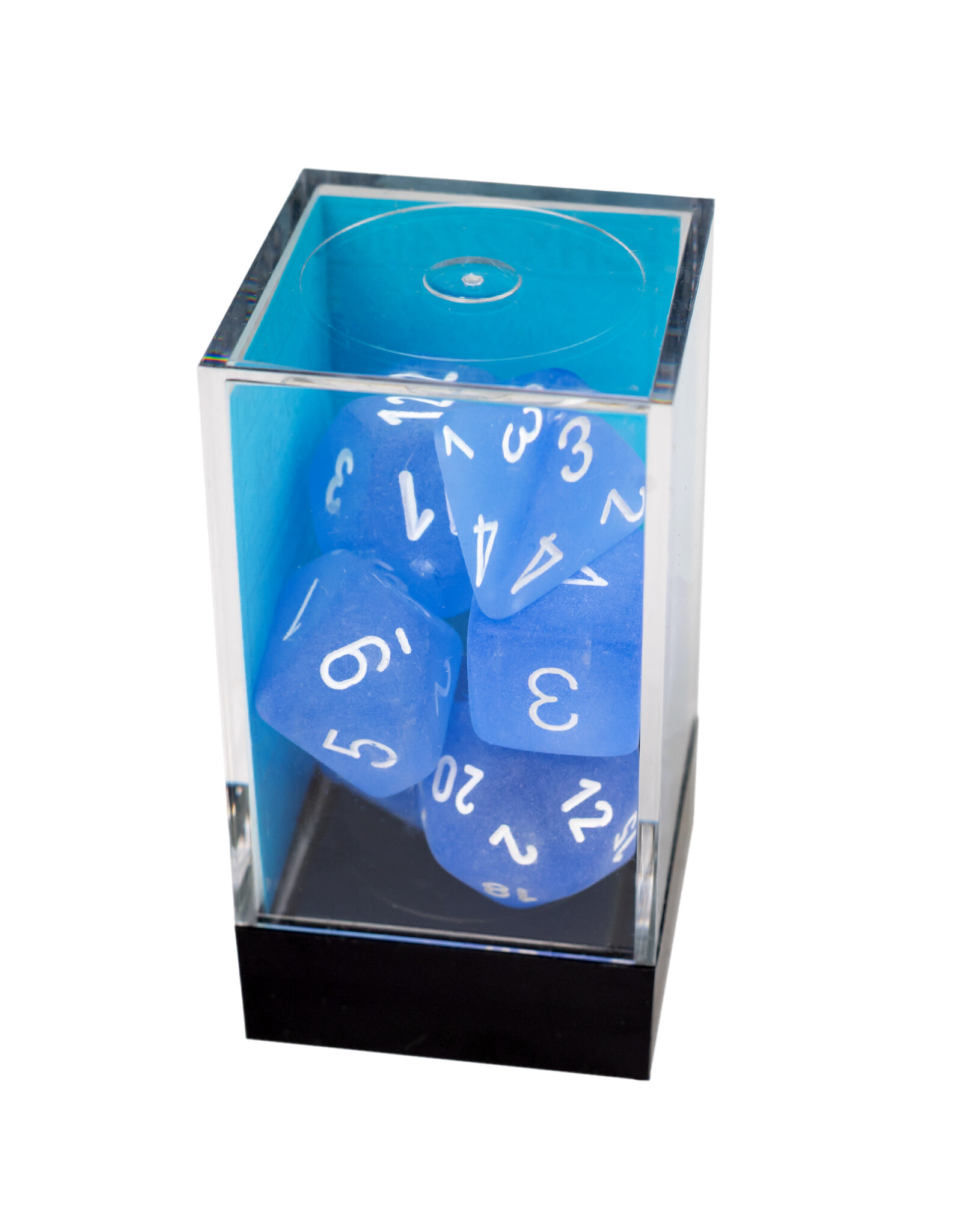 Chessex Frosted Polyhedral Blue /White  7-Dice Set