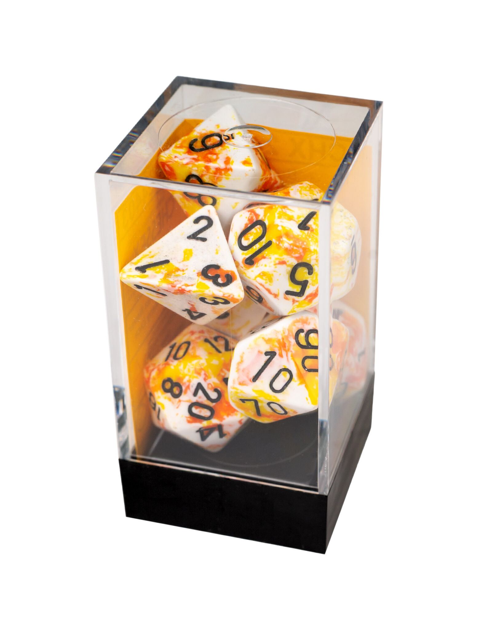 Chessex Brush Polyhedral Sunrise/Black 7-Die Set