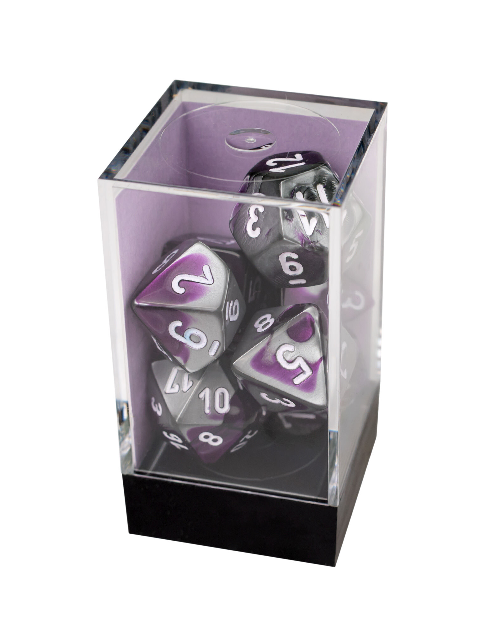 Chessex Gemini Polyhedral Purple-Steel/White 7-Die Set