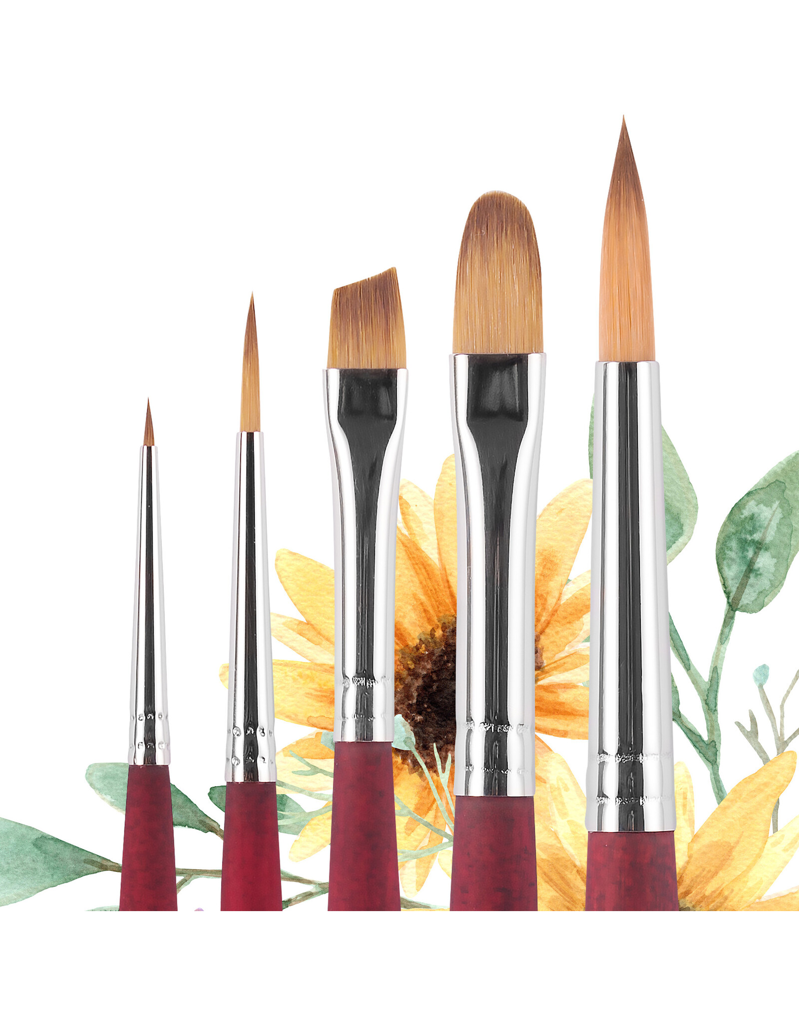 W.A. Portman Princeton Velvetouch Series 3950 – 5pc Professional Paint Brushes for Acrylic Painting – Watercolor, Oil & Acrylic Paint Brushes Set