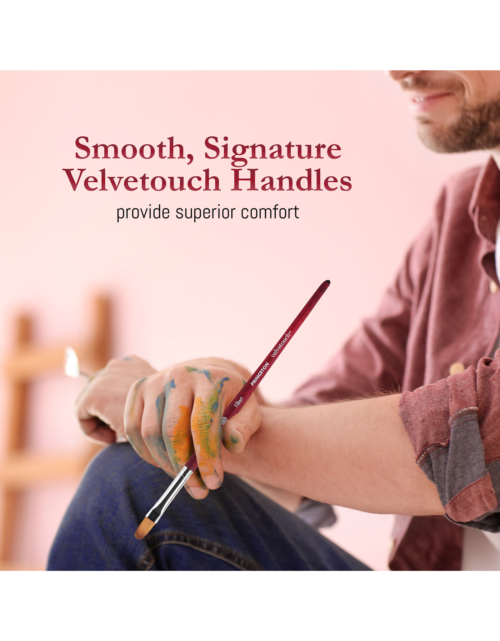 W.A. Portman Princeton Velvetouch Series 3950 – 5pc Professional Paint Brushes for Acrylic Painting – Watercolor, Oil & Acrylic Paint Brushes Set