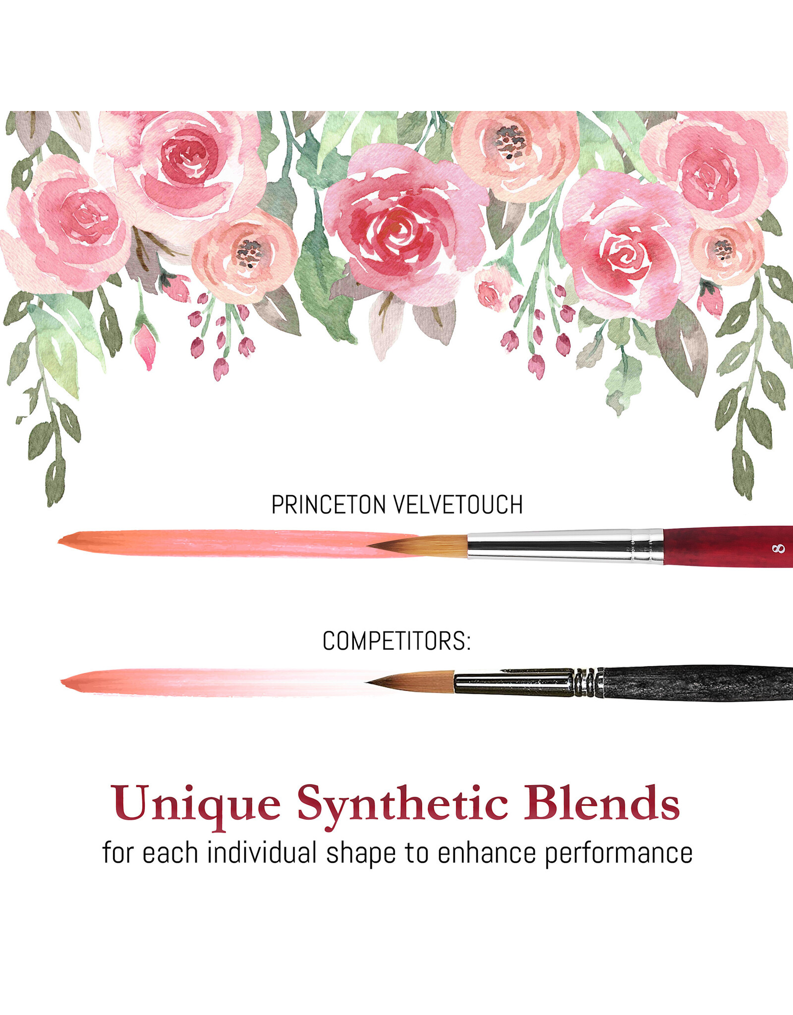 W.A. Portman Princeton Velvetouch Series 3950 – 5pc Professional Paint Brushes for Acrylic Painting – Watercolor, Oil & Acrylic Paint Brushes Set