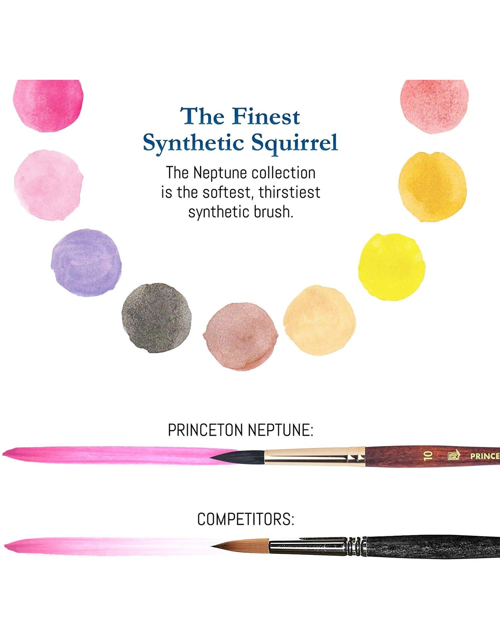 W.A. Portman Princeton Neptune 4750 Series – 4pc Watercolor Brush Set – Watercolor Brushes Professional Soft Synthetic Squirrel Hair for Watercolor Painting