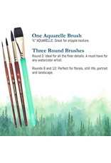 W.A. Portman Princeton Neptune 4750 Series – 4pc Watercolor Brush Set – Watercolor Brushes Professional Soft Synthetic Squirrel Hair for Watercolor Painting
