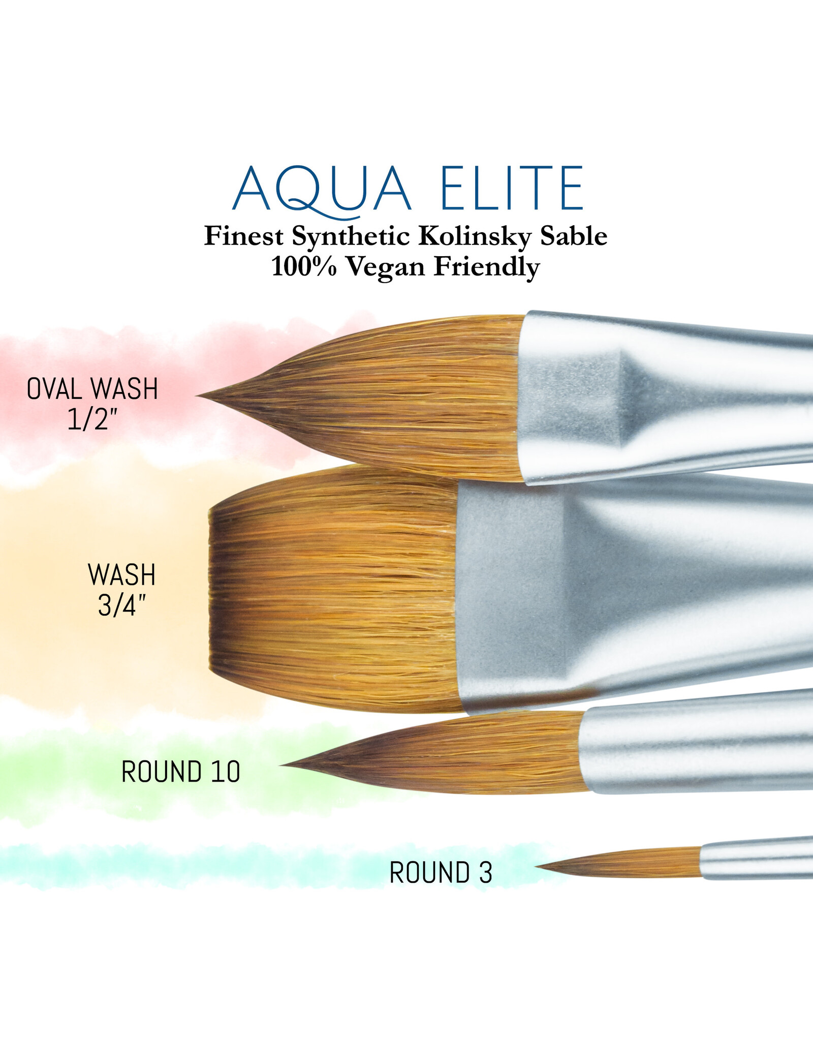 W.A. Portman Princeton Artist Brush Co Aqua Elite 4850 Series – 4pc Watercolor Brush Set – Synthetic Watercolor Brushes Professional Kolinsky Sable Brushes
