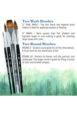 W.A. Portman Princeton Artist Brush Co Aqua Elite 4850 Series – 4pc Watercolor Brush Set – Synthetic Watercolor Brushes Professional Kolinsky Sable Brushes