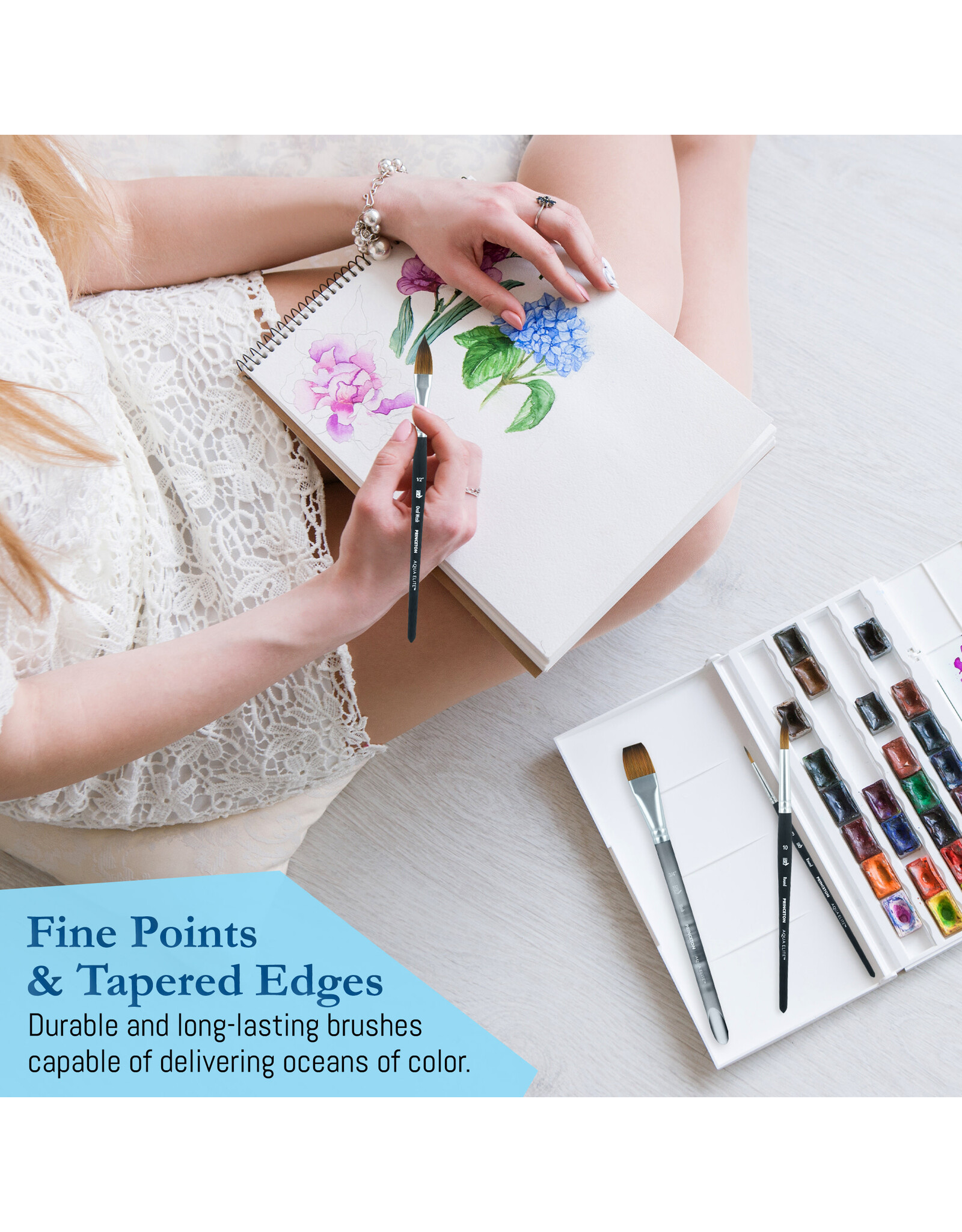W.A. Portman Princeton Artist Brush Co Aqua Elite 4850 Series – 4pc Watercolor Brush Set – Synthetic Watercolor Brushes Professional Kolinsky Sable Brushes