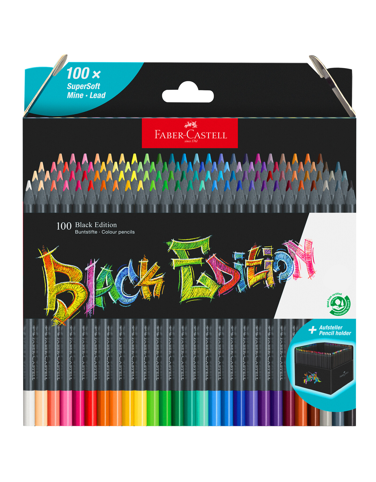 FABER-CASTELL Colored Pencils Black Edition, Set of 100