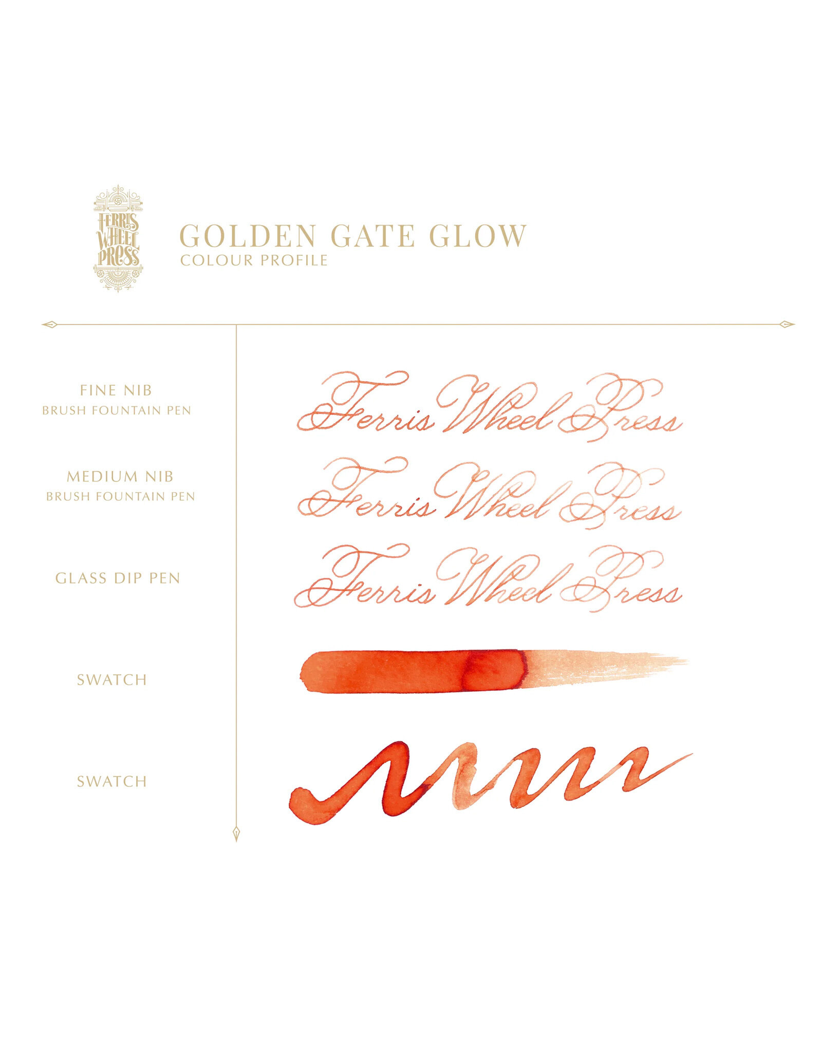 Ferris Wheel Press FWP Everyday Inks, Golden Gate Glow 38ml, Last Batch