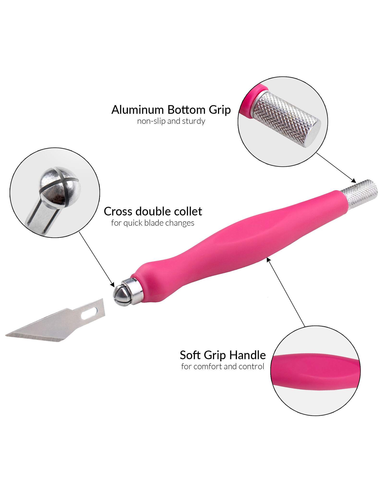 W.A. Portman WA Portman 2-Piece Pink Craft Knife Set – Hobby Knife Set with Comfort Grip & 100 #11 Craft Blades