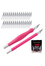 W.A. Portman WA Portman 2-Piece Pink Craft Knife Set – Hobby Knife Set with Comfort Grip & 100 #11 Craft Blades