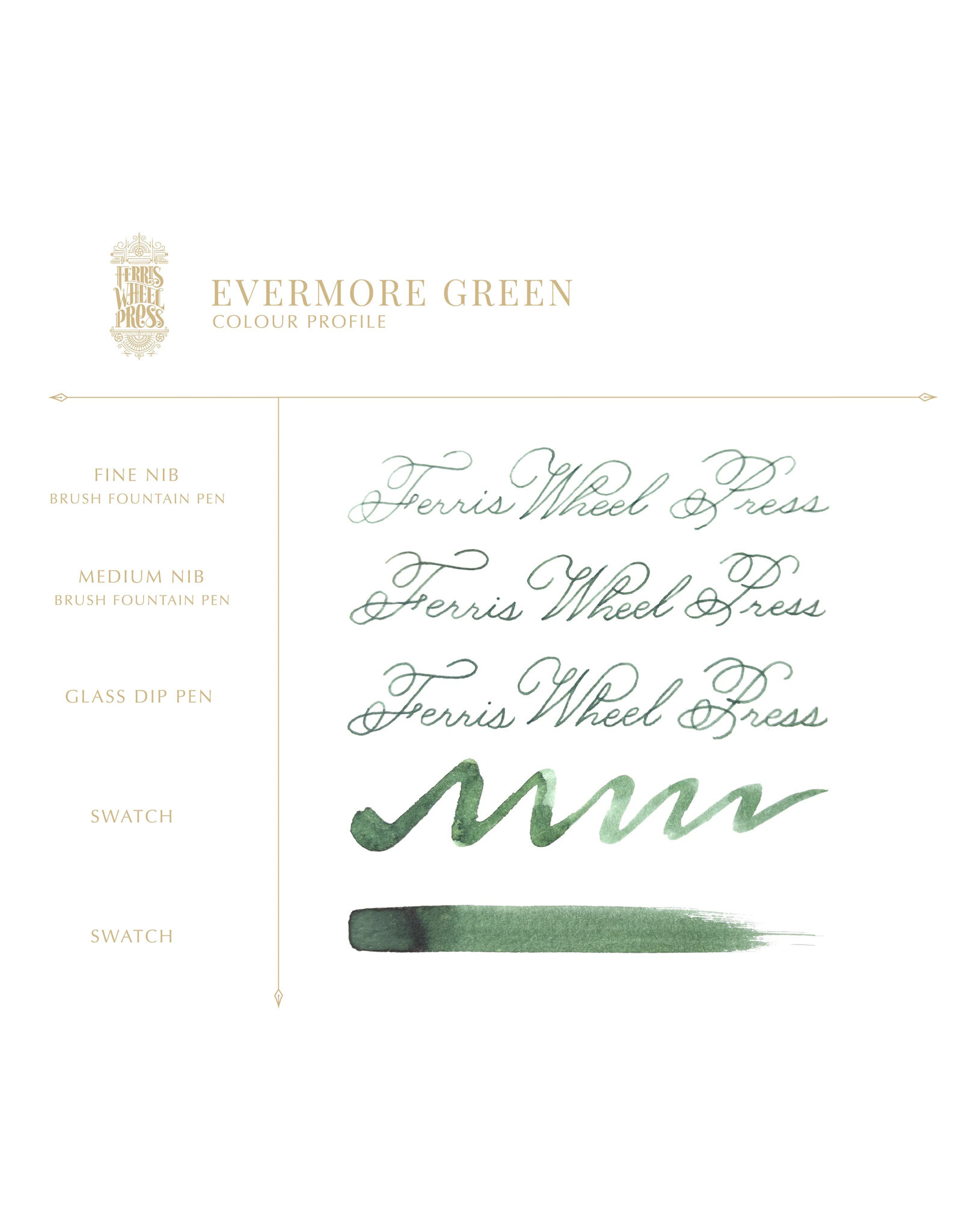 Ferris Wheel Press FWP Everyday Inks, Evermore Green 38ml