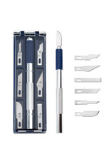 W.A. Portman WA Portman 7pc Hobby Knife Set - 1pc High-Grade Precision Knife with 6 Assorted Carbon Steel Hobby Blades