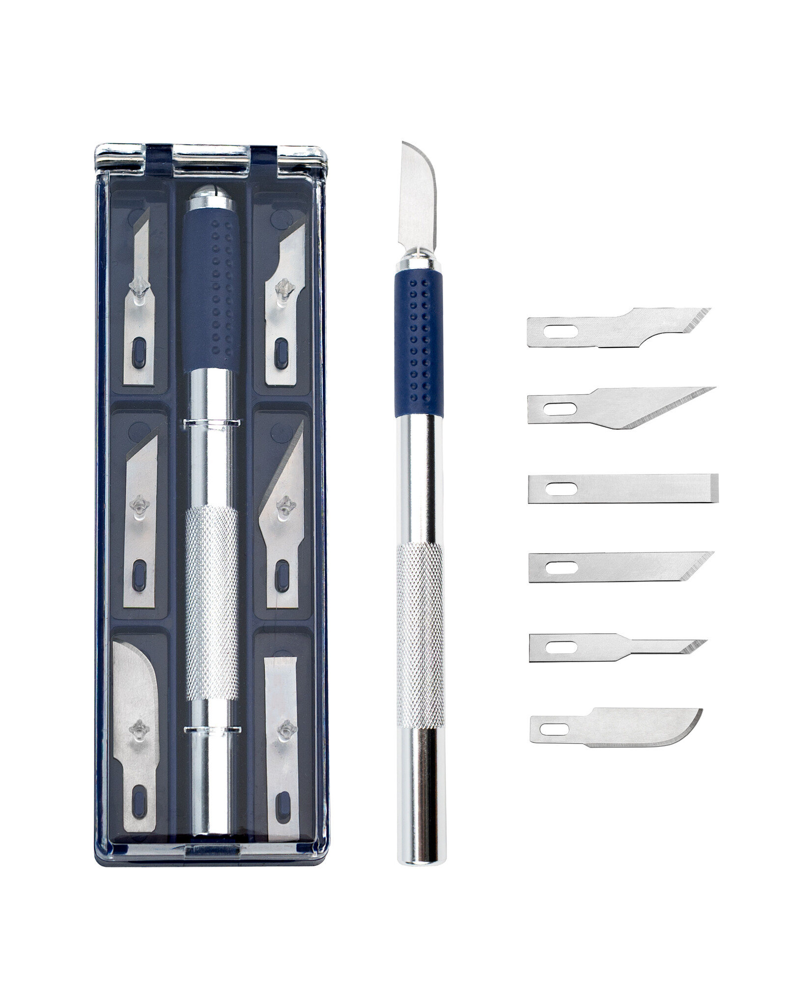 W.A. Portman WA Portman 7pc Hobby Knife Set - 1pc High-Grade Precision Knife with 6 Assorted Carbon Steel Hobby Blades
