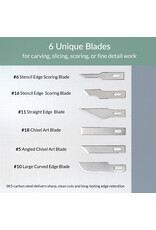 W.A. Portman WA Portman 7pc Hobby Knife Set - 1pc High-Grade Precision Knife with 6 Assorted Carbon Steel Hobby Blades