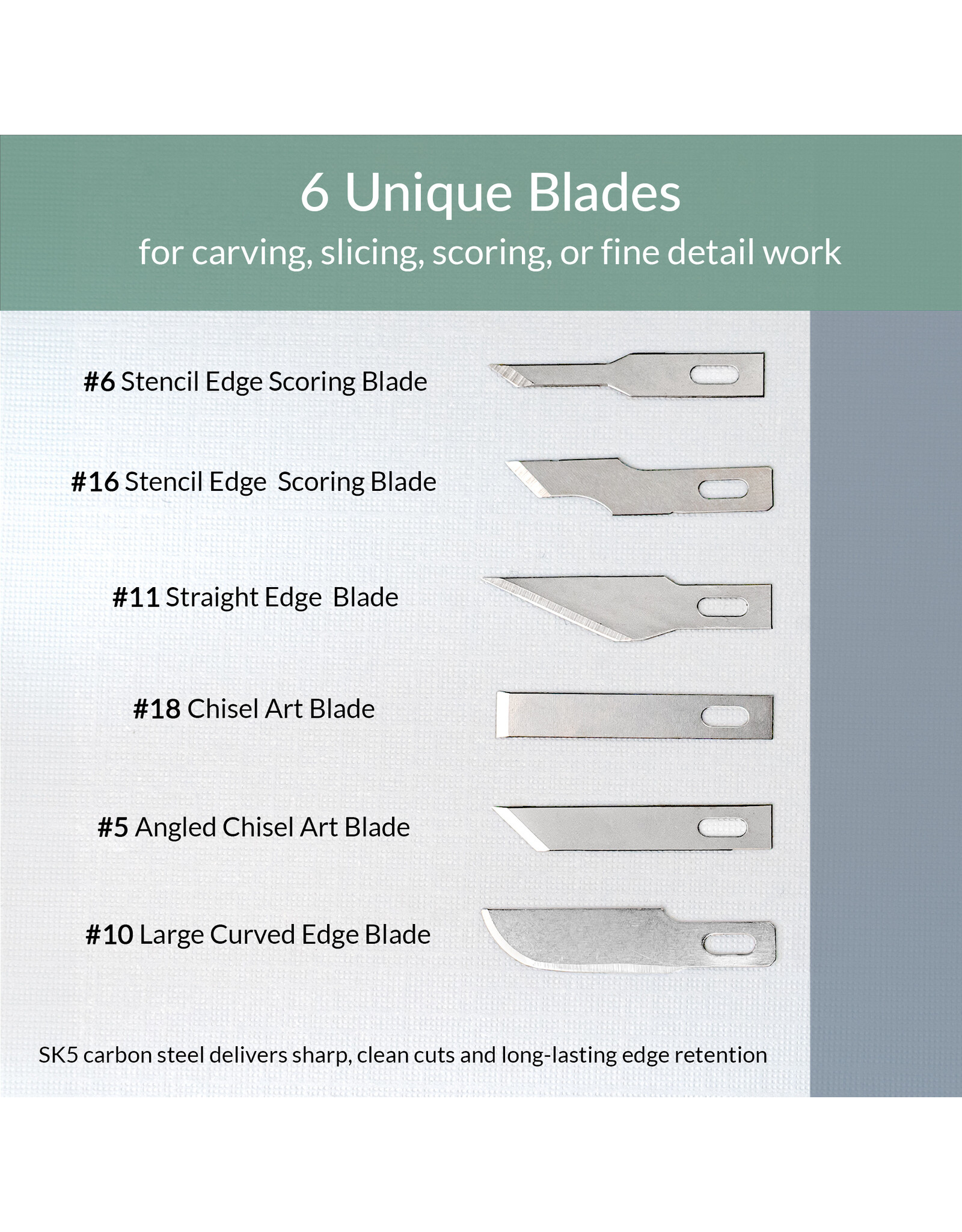 W.A. Portman WA Portman 7pc Hobby Knife Set - 1pc High-Grade Precision Knife with 6 Assorted Carbon Steel Hobby Blades