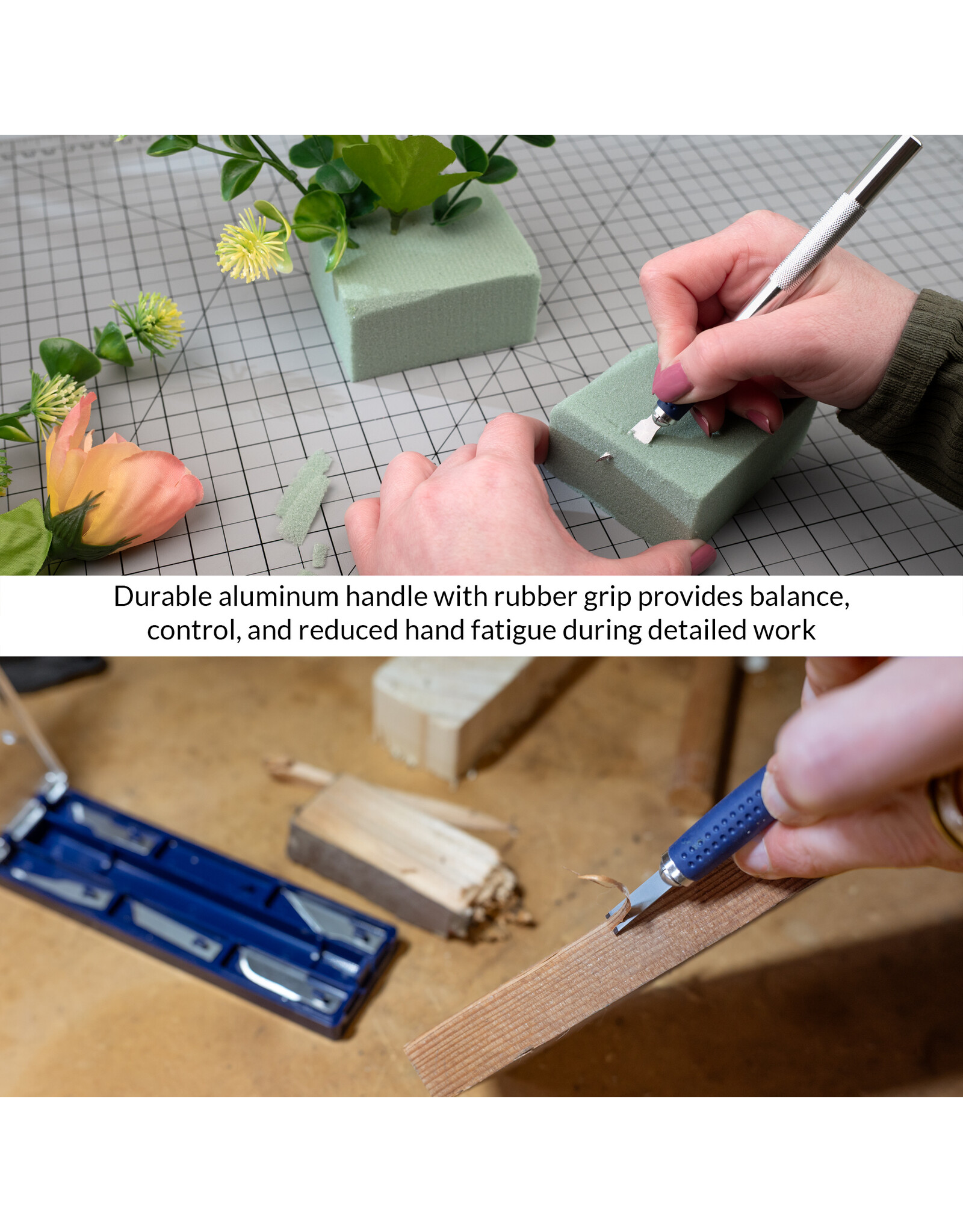 W.A. Portman WA Portman 7pc Hobby Knife Set - 1pc High-Grade Precision Knife with 6 Assorted Carbon Steel Hobby Blades