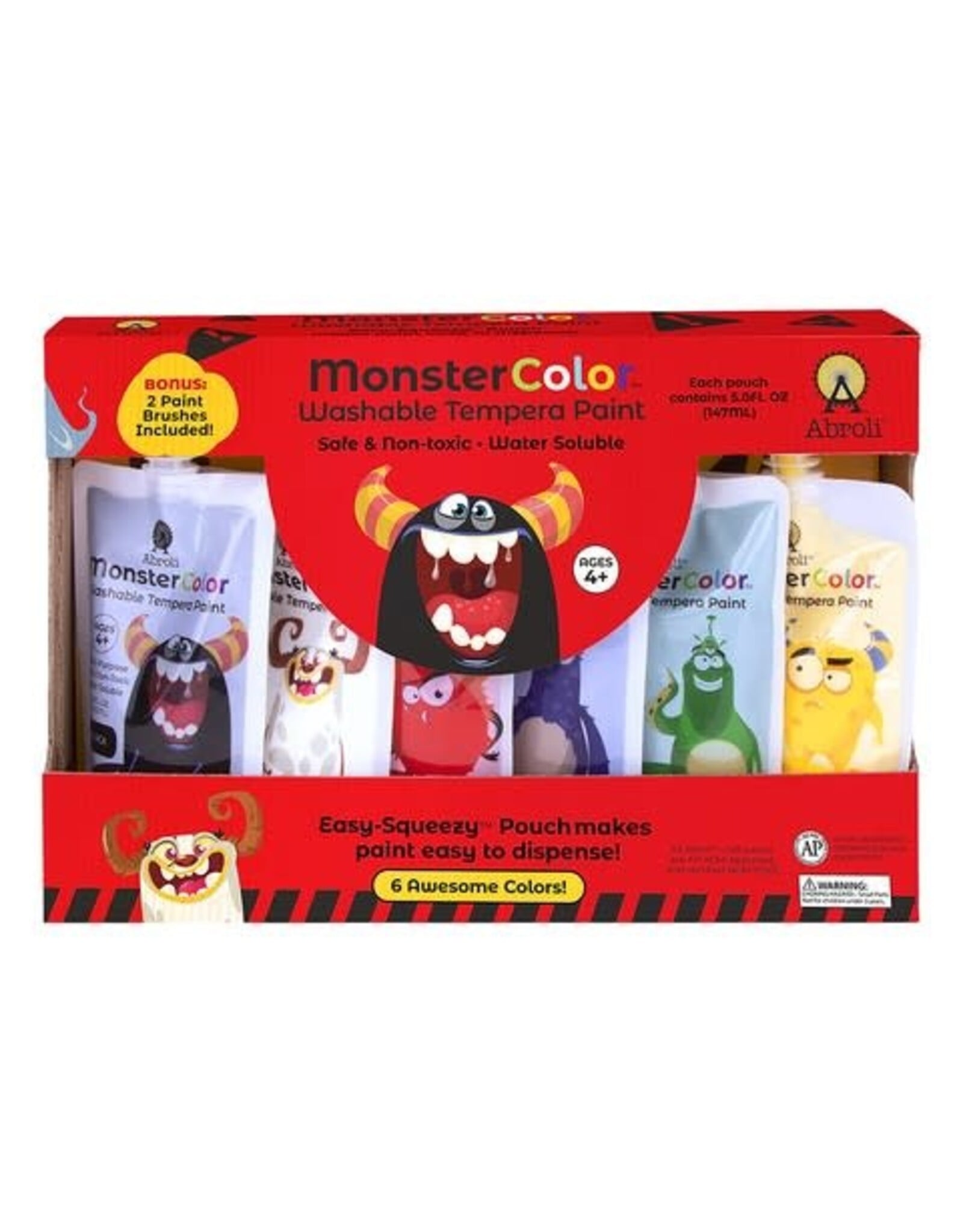Abroli LLC Monster Color Washable Tempera, Set of 6 Colors