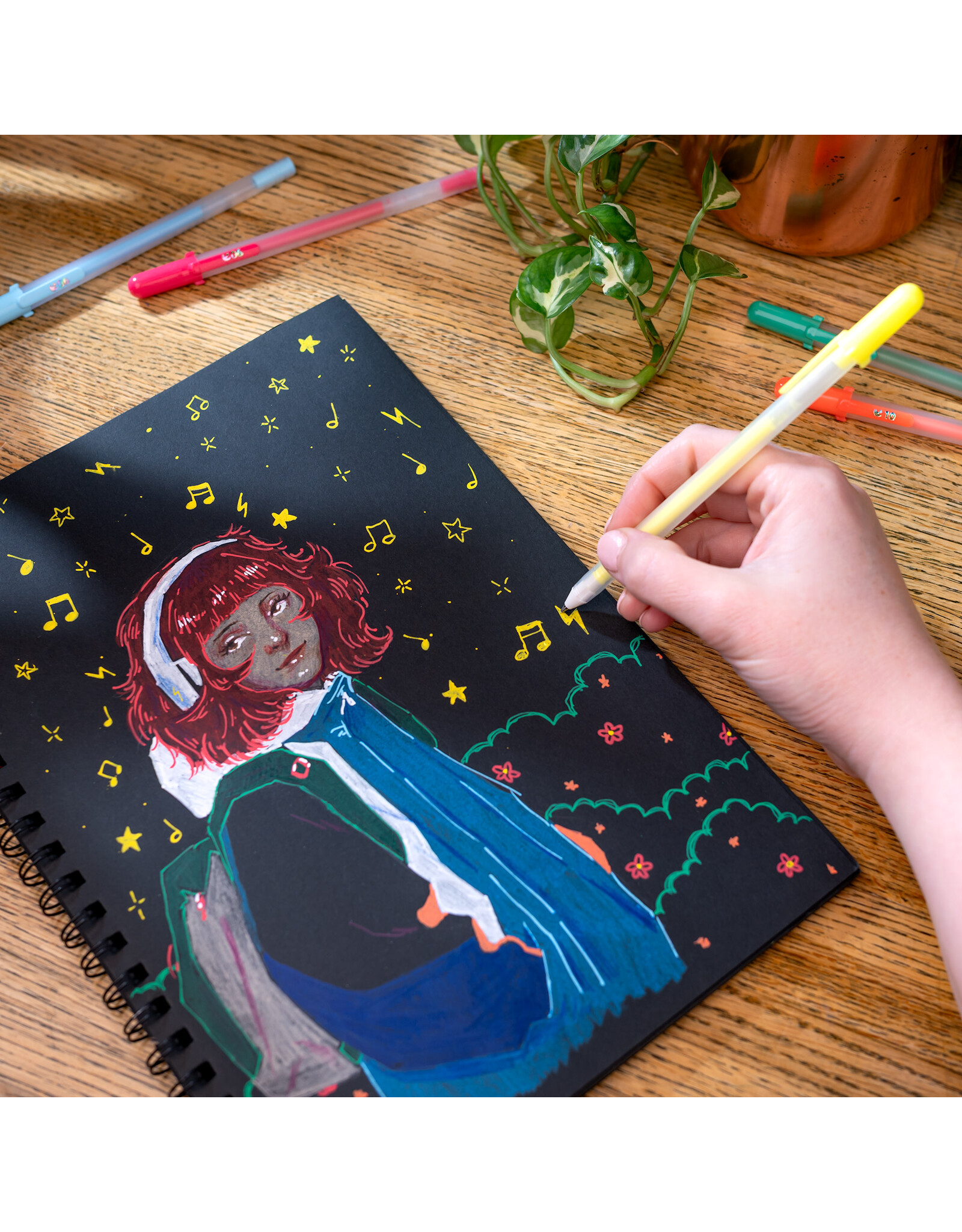 W.A. Portman WA Portman Black Paper Sketchbook A4 (8.3" x 11.7") – 60 Pages (30 Sheets) 140 GSM Acid-Free Black Book Marker Paper